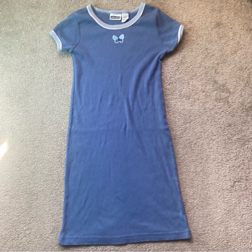 Xhilaration Blue Ribbed Top with Butterfly Accent Size 10/12 Y2K